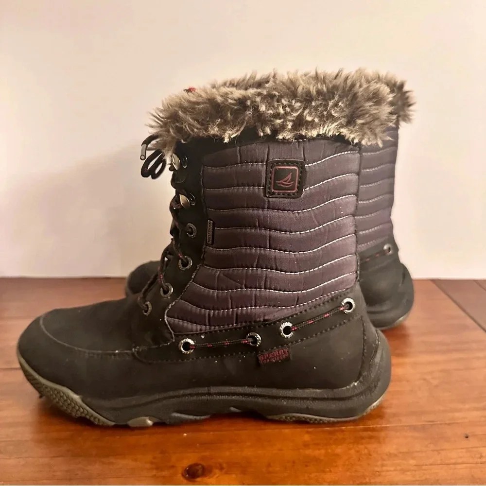 Sperry Topsider Original Style Winter Snow‎ Boots Worn Once Brown Red Sz 6,5